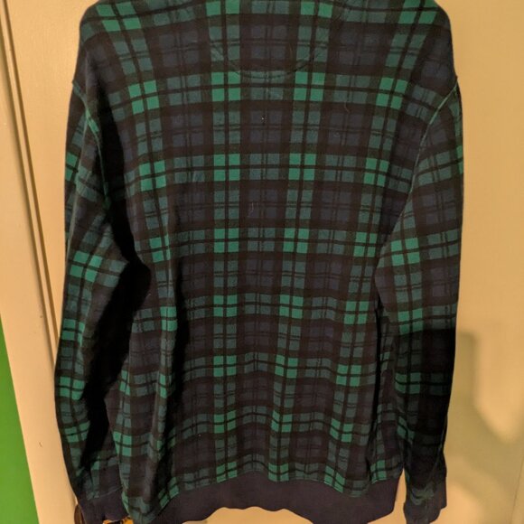 Lands End men's quarter zip - blue and green plaid - size XLT - Picture 3 of 5